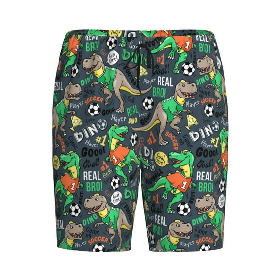 Lsque Dinosaur Plays Soccer Mens Sleep Pajama Shorts,Short Pajama Pants, Cotton Ultra-Soft Knit-X-Large