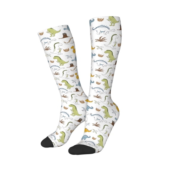 Lsque Dinosaur Printed Crew Socks Men's Women's LightWeight Thin Casual Calf Socks ,Knee High Socks,Cotton Socks