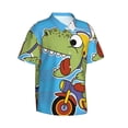 thumbnail image 1 of Lsque Dinosaur Riding a Motorcycle pattern Hawaiian Shirt for Men, Unisex Summer Beach Casual Short Sleeve Button Down Shirts-Medium, 1 of 9