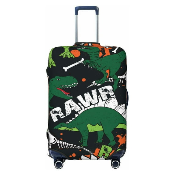 Lsque Dinosaur Skeleton Printed Luggage Cover, Travel Luggage Protector,Scratch and Dirt Resistant, Fits 18-32 Inch Luggage - X-Large