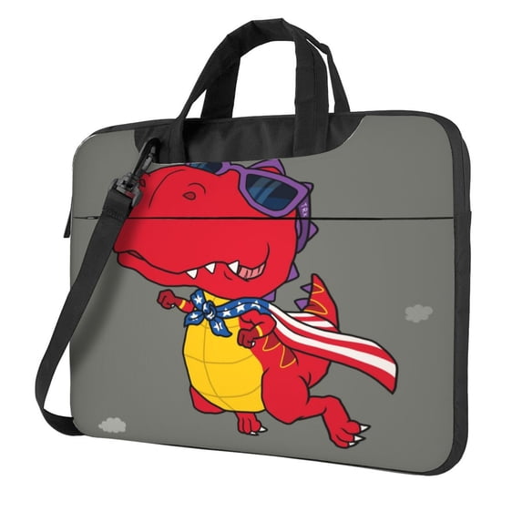 Lsque Dinosaur Super Hero Cartoon Pattern Laptop Bag – Portable & Slim Single-Shoulder Computer Case with Adjustable Strap, Protective, Lightweight for 13”/14”/15.6” Laptops