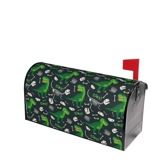 Lsque Dinosaur and Bone Mailbox Cover Standard Size ,Magnetic Mailbox Covers Post Wraps Letter Box Cover -25.5x21 in