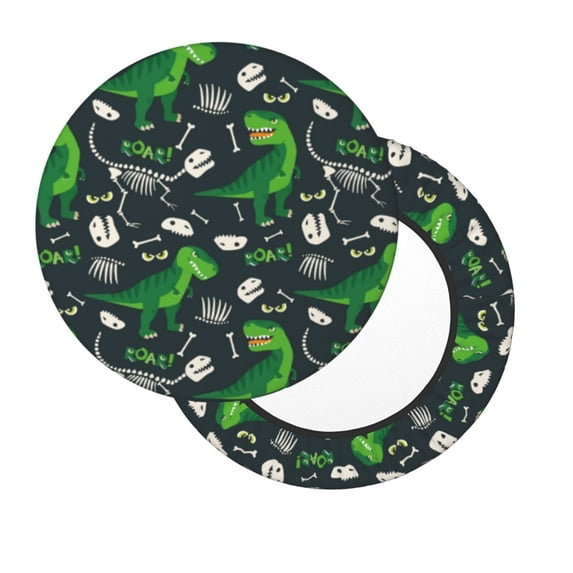 Lsque Dinosaur and Bone Round Bar chair cushion covers Velvet Fabric Premium Comfort Protects from Scratches and Stains for 14-17 Inch Chair- 14 inch