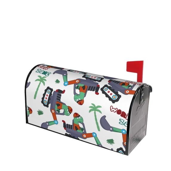 Lsque Dinosaur on Excavator2 Mailbox Cover Standard Size ,Magnetic Mailbox Covers Post Wraps Letter Box Cover -21x18 in