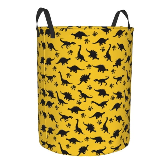 Lsque Dinosaur pattern Laundry Hamper Basket, Tall Woven Rope Hamper Basket for Clothes, Lightweight Storage Basket, Collapsible Waterproof-Small