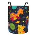 thumbnail image 1 of Lsque Dinosaurs in Space pattern Laundry Hamper Basket, Tall Woven Rope Hamper Basket for Clothes, Lightweight Storage Basket, Collapsible Waterproof-Small, 1 of 8