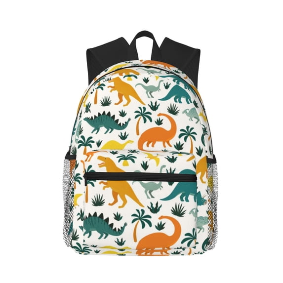 Lsque Dinosaurs and Tropical Leaves Classic Casual Backpack - Large Capacity Water-Resistant Backpack for School, Work, Travel, and Outdoor Activities