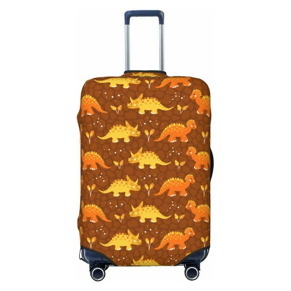 Lsque Dinosaurs and Leaves Printed Luggage Cover, Travel Luggage Protector,Scratch and Dirt Resistant, Fits 18-32 Inch Luggage - Medium