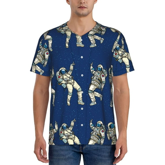 Lsque Disco party Astronaut Dancing Pattern Mens Polo Golf Shirts Funny Graphics Shorts Sleeve Button Shirts Baseball T-shirt-