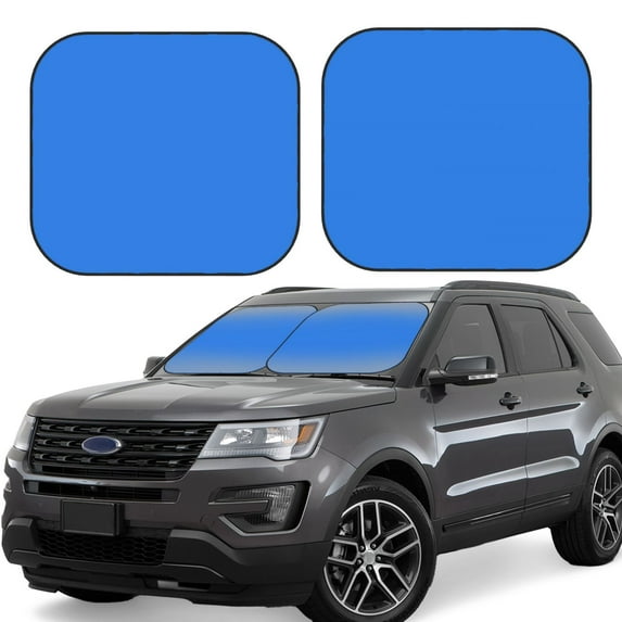 Lsque Dodgerblue 2 PCS Windshield Sun Shade | CarFoldable Window Covers | Car Accessories Reflect UV for Universal Cars SUV Truck | Large
