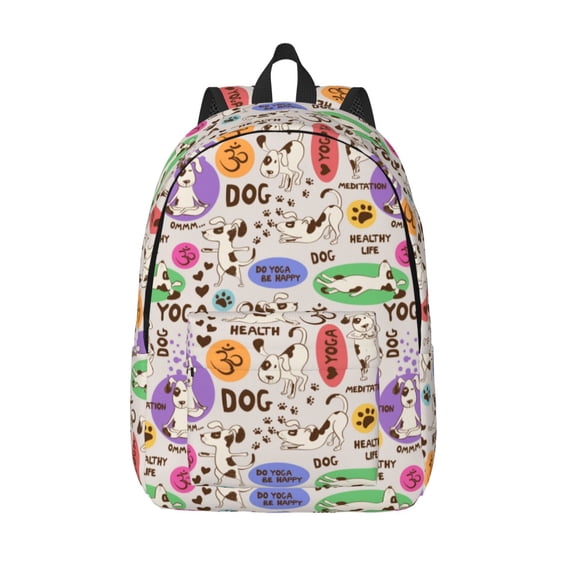 Lsque Dog Doing Yoga Pattern Canvas Daypack, Durable Backpack, High-quality Versatile Backpack,Vintage Compact Backpack-Medium