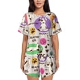 thumbnail image 1 of Lsque Dog Doing Yoga Women's Short-Sleeved Pajama Set - 2 Piece Soft and Lightweight Sleepwear Set-Medium, 1 of 9
