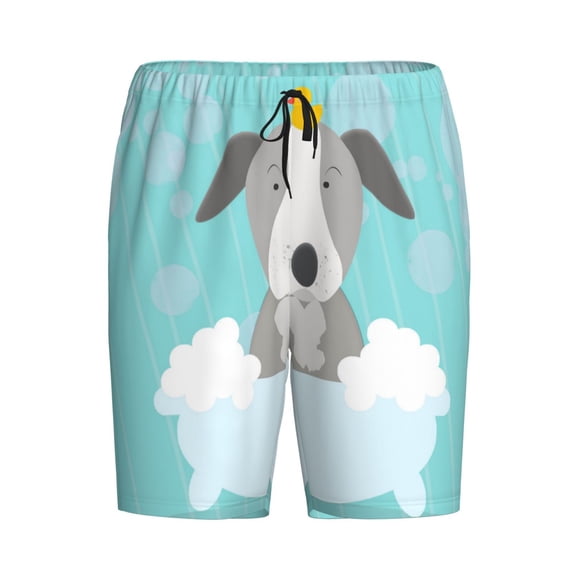 Lsque Dog In Bathtub Mens Sleep Pajama Shorts,Short Pajama Pants, Cotton Ultra-Soft Knit-X-Large