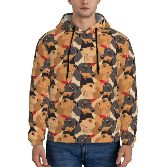 Lsque Dog Pattern Casual Men's Hoodie,Hooded Sweatshirt with Kangaroo Pocket,Pullover Hoodie-Small