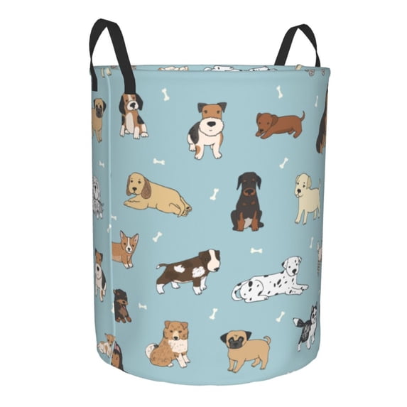 Lsque Dog Pets pattern Laundry Hamper Basket, Tall Woven Rope Hamper Basket for Clothes, Lightweight Storage Basket, Collapsible Waterproof-Medium