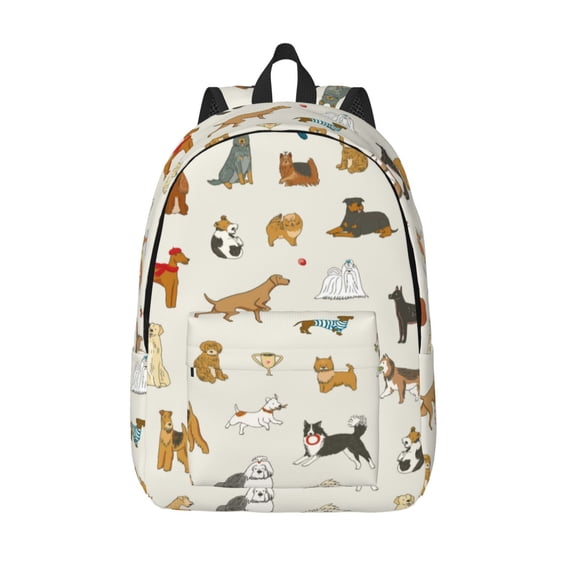 Lsque Dogs Funny Pets Pattern Canvas Daypack, Durable Backpack, High-quality Versatile Backpack,Vintage Compact Backpack-Medium