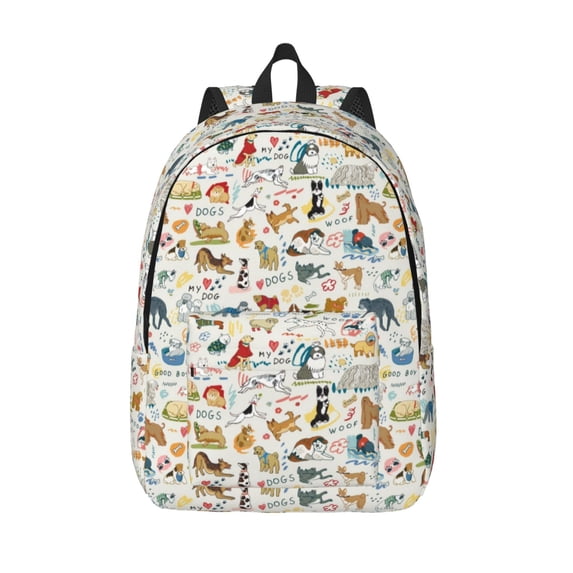 Lsque Dogs Funny Pets Pattern Canvas Daypack, Durable Backpack, High-quality Versatile Backpack,Vintage Compact Backpack-Small
