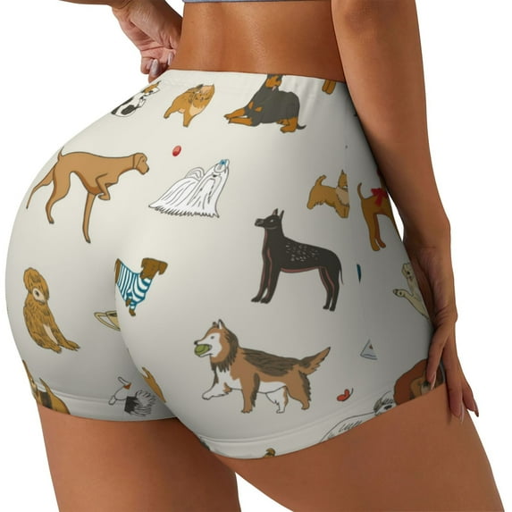 Lsque Dogs Funny Pets Pattern High Waisted Biker Shorts for Women-Tummy Control Fitness Athletic Workout Running Yoga Gym Shorts,Moisture-Wicking-X-Large