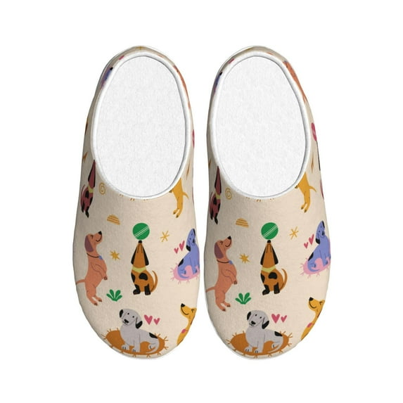 Lsque Dogs In Different Poses Pattern Womens Comfort Cotton on Scuff With Memory Foam and Anti-skid Sole Slipper-37/38