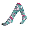 thumbnail image 1 of Lsque Dogs With Swimming Pattern Sport Compression Socks for Men & Women 15-20 mmHg Knee High Nurse Pregnant Running Medical and Travel Athletic, 1 of 6