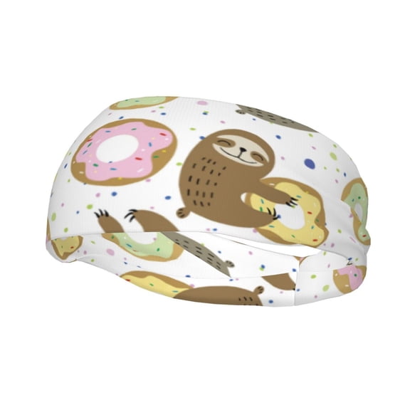 Lsque Donut Sloth Pattern Sweatbands Sports Headband for Men & Women - Moisture Wicking Athletic Cotton Terry Cloth Sweatband for Tennis, Basketball, Running