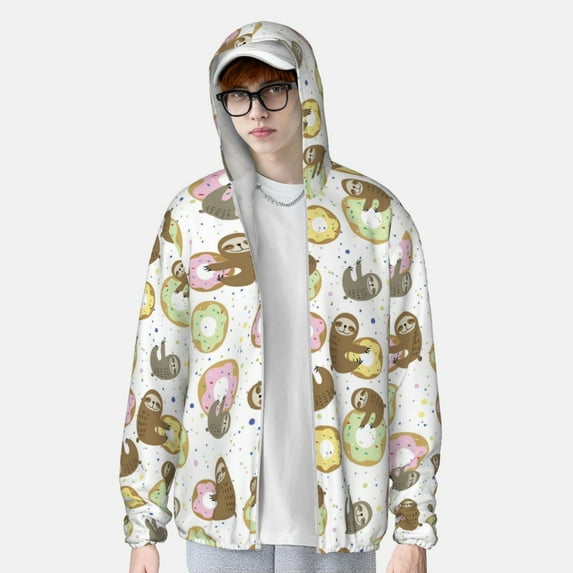 Lsque Donut Sloth UPF 50+ Lightweight Sun Protection Men's Women's Long Sleeve Shirt, Hoodie Performance -3X-Large