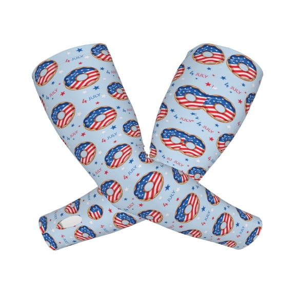 Lsque Donut with the USA Fag Cooling Arm Sleeves for Men & Women -Compression Sleeves to Cover Arms for Working,Sun Sleeves for UV Protection,Breathable, Moisture-Wicking