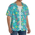 thumbnail image 1 of Lsque Donut print Men's Cuban Collar Short Sleeve Shirt Summer Beachwear Casual Button Down Fashionable Vacation Leisure Shirt-4X-Large, 1 of 7