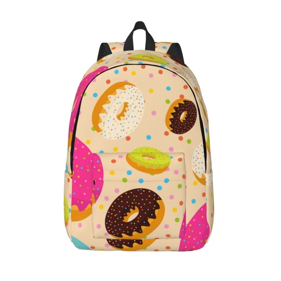 Lsque Donuts Pattern Canvas Daypack, Durable Backpack, High-quality Versatile Backpack,Vintage Compact Backpack-Medium