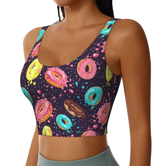 Lsque Donuts1 Printed Women'S Sports Bra, Compression, Moisture Wicking, High-Impact Sports Bra For Women,Supportive sports bra-