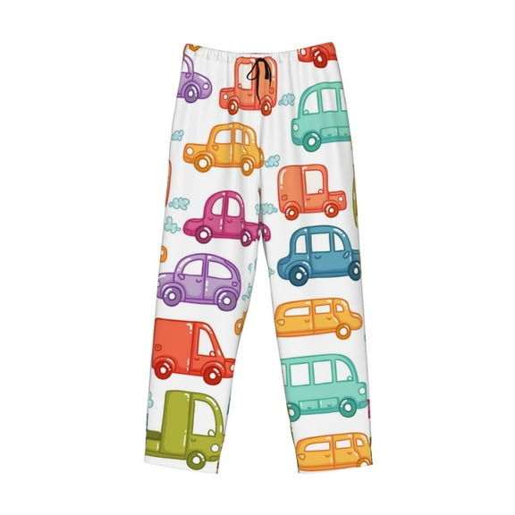Lsque Doodle Cars Print Men's Pajama Pants, Lounge Pant - Comfortable Home Wear,Elastic Waistband, Stylish Design-Medium