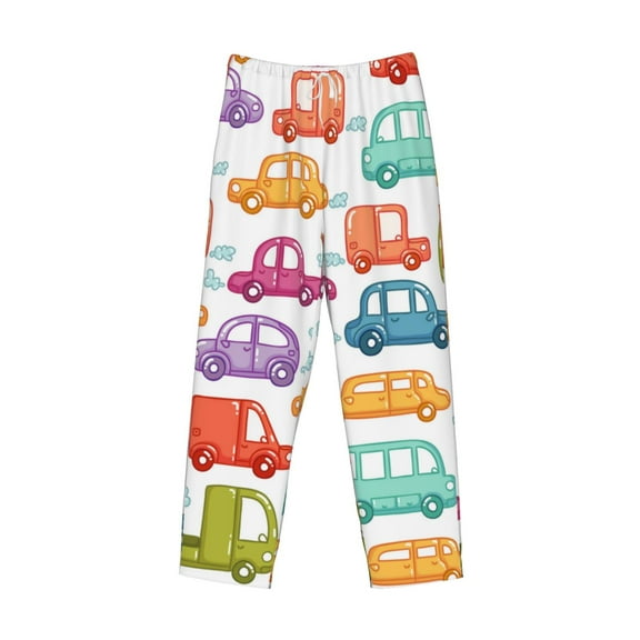 Lsque Doodle Cars Print Men's Pajama Pants, Lounge Pant - Comfortable Home Wear,Elastic Waistband, Stylish Design-Small