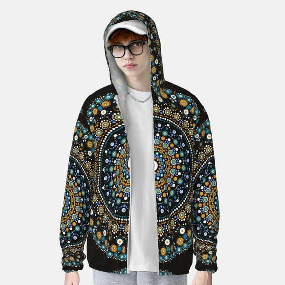 Lsque Dot Mandala UPF 50+ Lightweight Sun Protection Men's Women's Long Sleeve Shirt, Hoodie Performance -XX-Large
