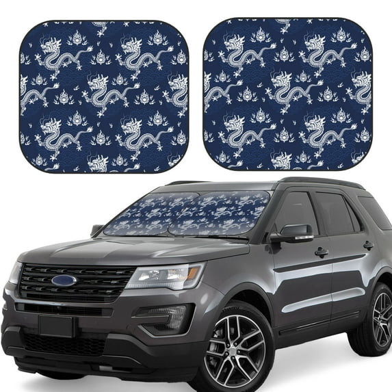 Lsque Dragon 2 PCS Windshield Sun Shade | CarFoldable Window Covers | Car Accessories Reflect UV for Universal Cars SUV Truck | Large