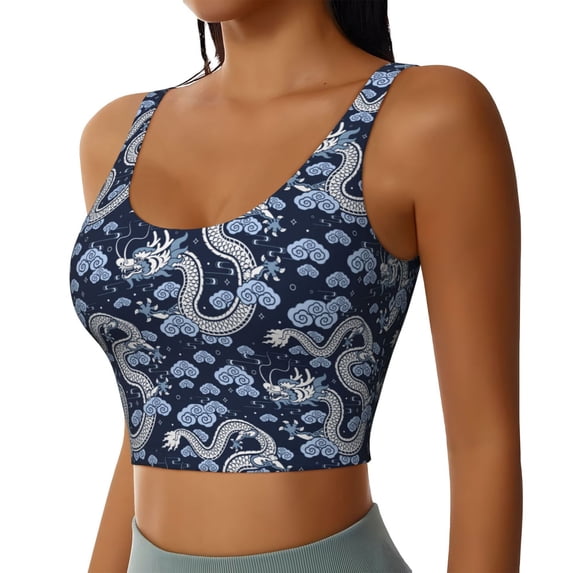 Lsque Dragon Printed Women'S Sports Bra, Compression, Moisture Wicking, High-Impact Sports Bra For Women,Supportive sports bra-XX-Large