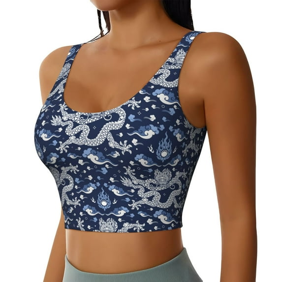 Lsque Dragon Printed Women'S Sports Bra, Compression, Moisture Wicking, High-Impact Sports Bra For Women,Supportive sports bra-XX-Large