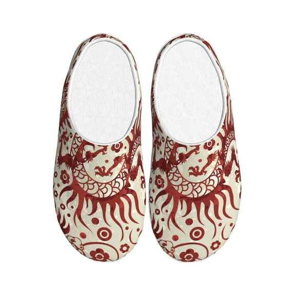 Lsque Dragons1 Pattern Womens Comfort Cotton on Scuff With Memory Foam and Anti-skid Sole Slipper-39/40