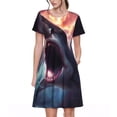 thumbnail image 1 of Lsque Dramatic Shark Attack Print Women's Casual Dress T-Shirt Summer Short Sleeve Scoop Neck Swing Dresses, 1 of 6