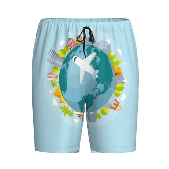 Lsque Dreaming Travel Mens Sleep Pajama Shorts,Short Pajama Pants, Cotton Ultra-Soft Knit-4X-Large