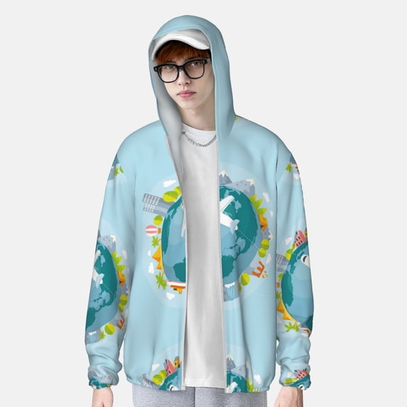 Lsque Dreaming Travel UPF 50+ Lightweight Sun Protection Men's Women's Long Sleeve Shirt, Hoodie Performance -Medium