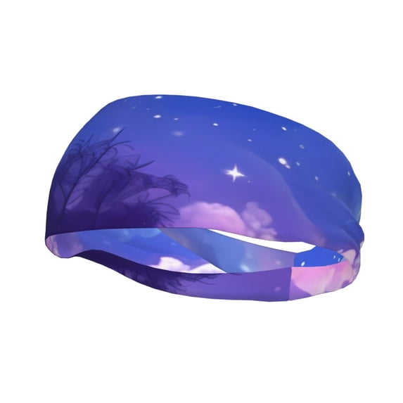 Lsque Dreamy Colorful Starry Sky Pattern Sweatbands Sports Headband for Men & Women - Moisture Wicking Athletic Cotton Terry Cloth Sweatband for Tennis, Basketball, Running