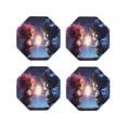 thumbnail image 1 of Lsque Dreamy Forest Elf Pattern 4" Drink Coasters Set of 4, PVC Leather Absorbent Coasters, Table Coaster Set Decorative Coffee Cup Coasters Housewarming Gift -Octagon, 1 of 6