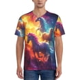 thumbnail image 1 of Lsque Dreamy Night Sky White Horse Pattern Mens Polo Golf Shirts Funny Graphics Shorts Sleeve Button Shirts Baseball T-shirt-Large, 1 of 7