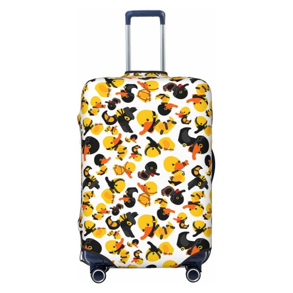 Lsque Duck In Black Suit1 Printed Luggage Cover, Travel Luggage Protector,Scratch and Dirt Resistant, Fits 18-32 Inch Luggage - Medium
