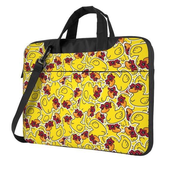 Lsque Duck with Star Sunglasses Pattern Laptop Bag – Portable & Slim Single-Shoulder Computer Case with Adjustable Strap, Protective, Lightweight for 13”/14”/15.6” Laptops