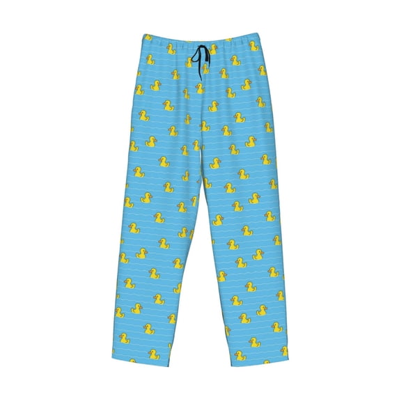 Lsque Duck Swimming Print Men's Pajama Pants, Lounge Pant - Comfortable Home Wear,Elastic Waistband, Stylish Design-Small