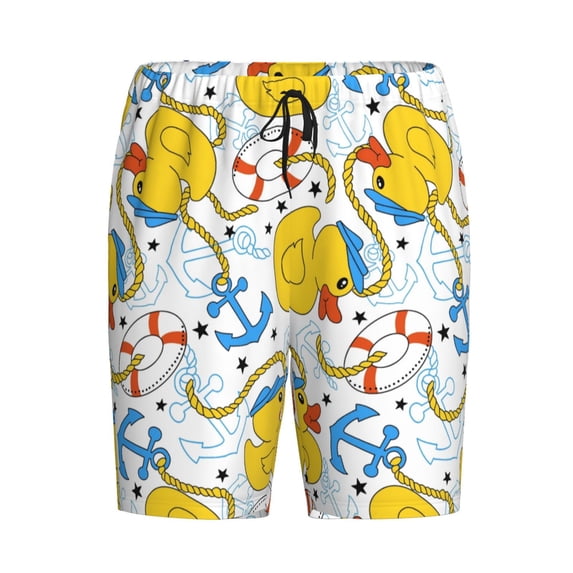 Lsque Ducks and Anchors Mens Sleep Pajama Shorts,Short Pajama Pants, Cotton Ultra-Soft Knit-Medium