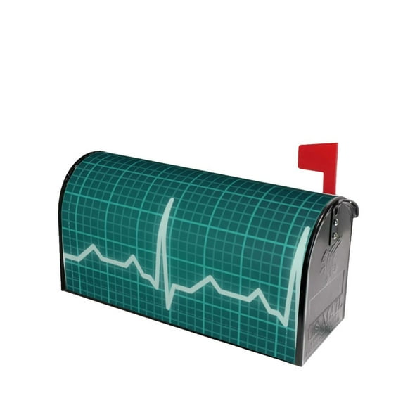 Lsque ECG Wave Mailbox Cover Standard Size ,Magnetic Mailbox Covers Post Wraps Letter Box Cover -21x18 in