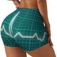 thumbnail image 1 of Lsque ECG Wave Pattern High Waisted Biker Shorts for Women-Tummy Control Fitness Athletic Workout Running Yoga Gym Shorts,Moisture-Wicking-Large, 1 of 9