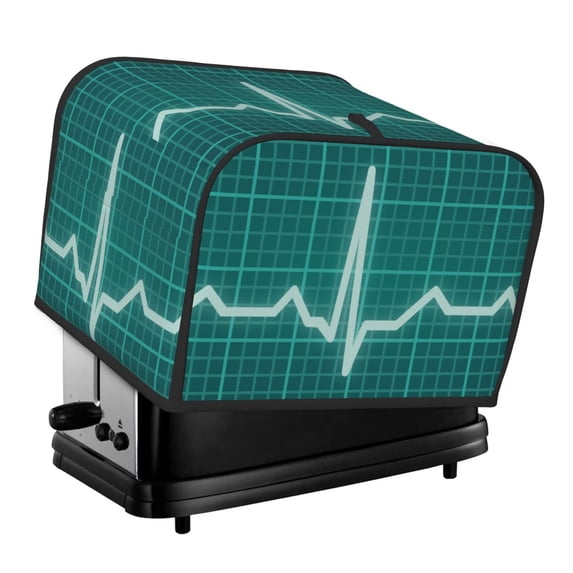 Lsque ECG Wave Print 4 Slice Toaster Cover , Kitchen Appliance Dustproof Protector , Toaster Protector Dustproof Kitchen Appliance Cover